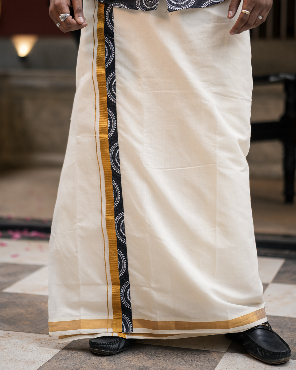 Poovonam ’26 Printed Shirt & Double Mundu