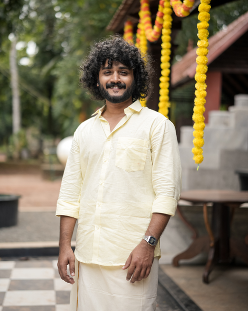 Poovonam ’26 Classic Plain Shirt & Double Mundu