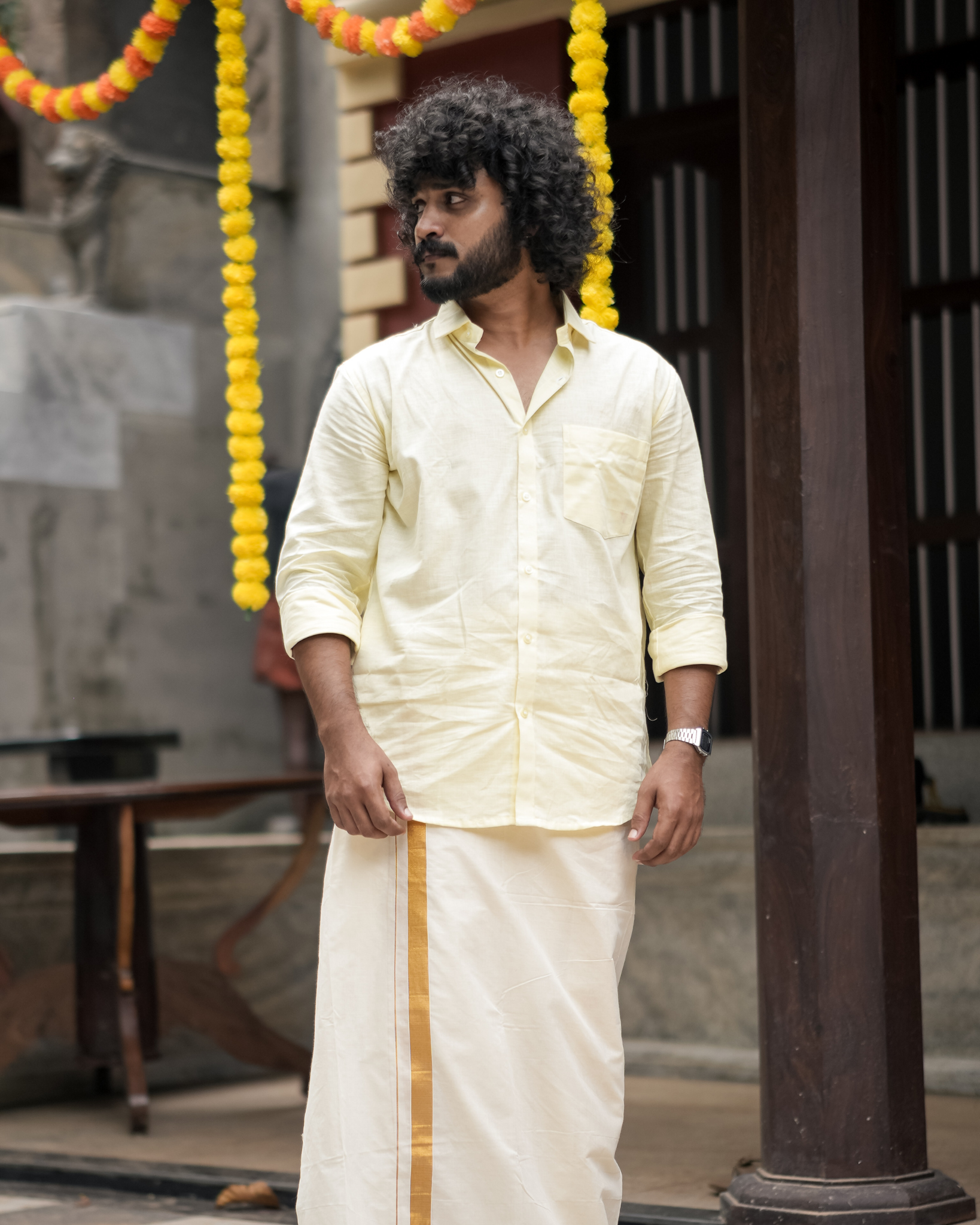 Poovonam ’26 Classic Plain Shirt & Double Mundu